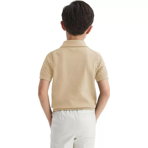 Haloumoning Boys Cable Knit Polo Shirt Kids Short Sleeve Sweater Fashion Pullover Tops Clothes 5-14 Years