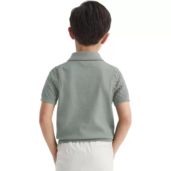 Haloumoning Boys Cable Knit Polo Shirt Kids Short Sleeve Sweater Fashion Pullover Tops Clothes 5-14 Years