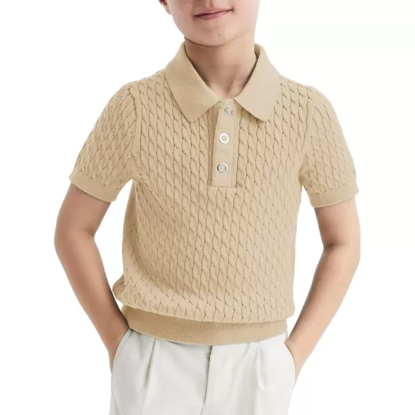 Haloumoning Boys Cable Knit Polo Shirt Kids Short Sleeve Sweater Fashion Pullover Tops Clothes 5-14 Years