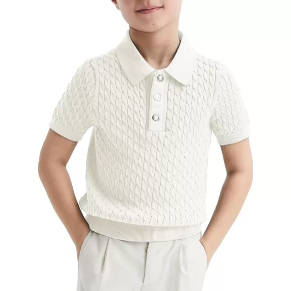 Haloumoning Boys Cable Knit Polo Shirt Kids Short Sleeve Sweater Fashion Pullover Tops Clothes 5-14 Years