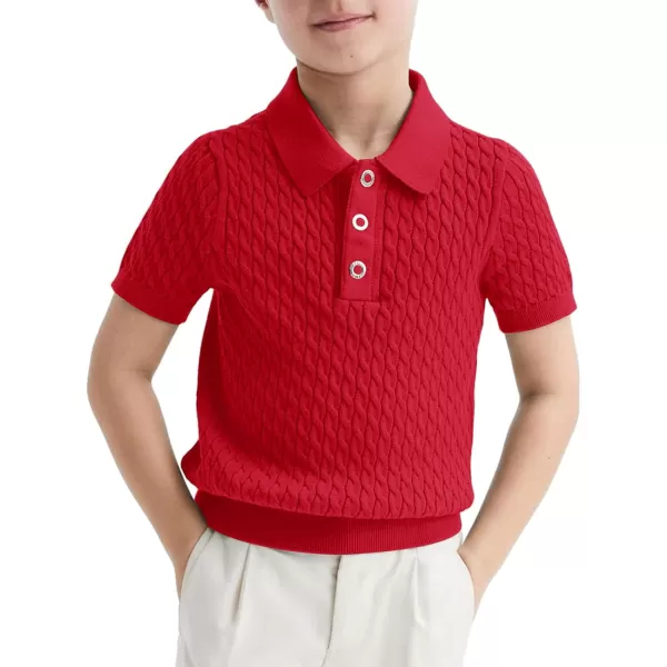Haloumoning Boys Cable Knit Polo Shirt Kids Short Sleeve Sweater Fashion Pullover Tops Clothes 5-14 Years