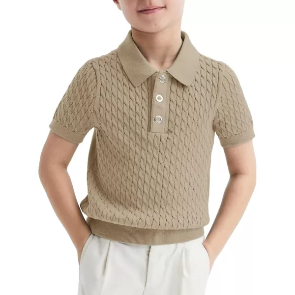 Haloumoning Boys Cable Knit Polo Shirt Kids Short Sleeve Sweater Fashion Pullover Tops Clothes 5-14 Years