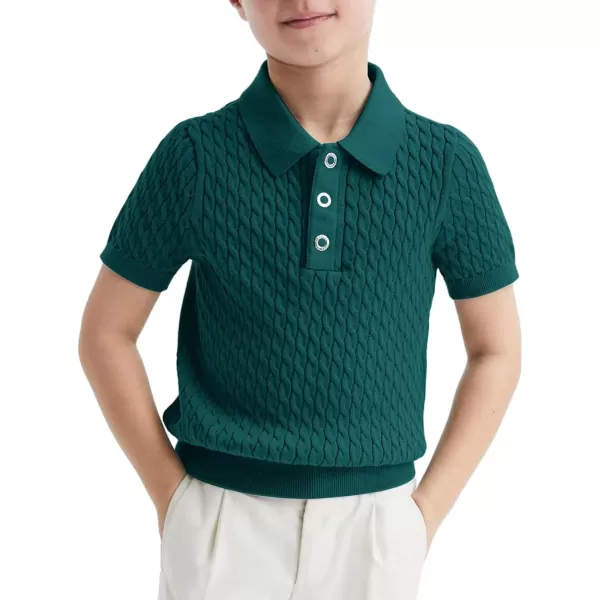 Haloumoning Boys Cable Knit Polo Shirt Kids Short Sleeve Sweater Fashion Pullover Tops Clothes 5-14 Years