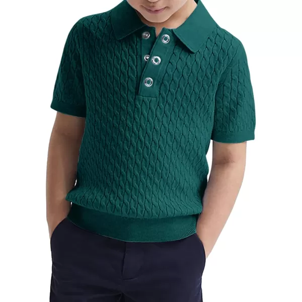 Haloumoning Boys Cable Knit Polo Shirt Kids Short Sleeve Sweater Fashion Pullover Tops Clothes 5-14 Years