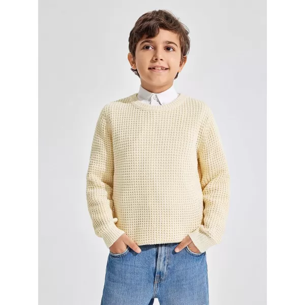 Haloumoning Boys Casual Pullover Sweaters Kids Chunky Crewneck Waffle Knit Jumper Tops 4-14 years