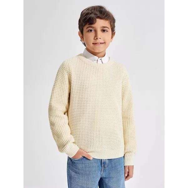 Haloumoning Boys Casual Pullover Sweaters Kids Chunky Crewneck Waffle Knit Jumper Tops 4-14 years
