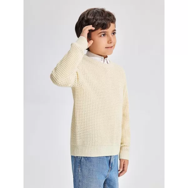 Haloumoning Boys Casual Pullover Sweaters Kids Chunky Crewneck Waffle Knit Jumper Tops 4-14 years