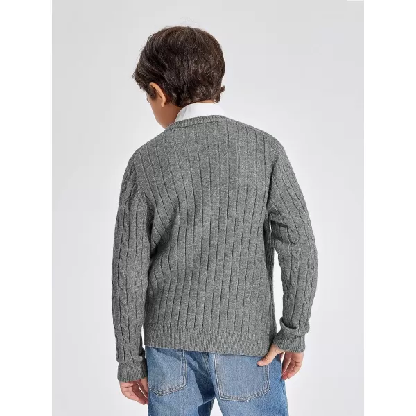 Haloumoning Boys Classic Buttons Up Thick Cable Knit Cardigan Sweater with Pockets 5-14 years
