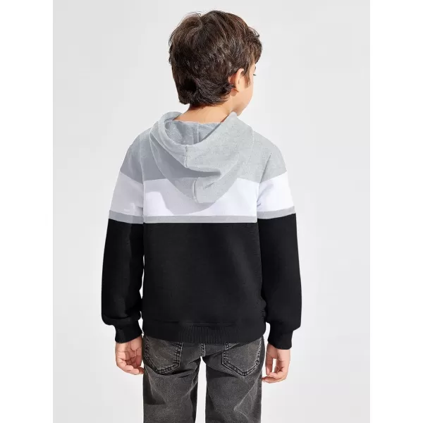 Haloumoning Boys Color Block Pullover Hoodies Kids Fashion Hooded Sweatshirts with Kangaroo Pockets