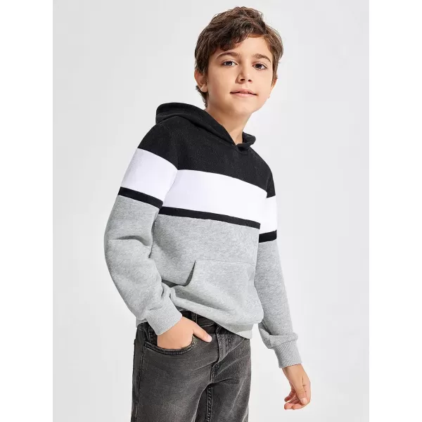 Haloumoning Boys Color Block Pullover Hoodies Kids Fashion Hooded Sweatshirts with Kangaroo Pockets