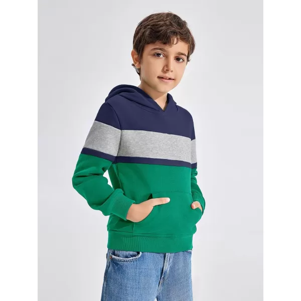 Haloumoning Boys Color Block Pullover Hoodies Kids Fashion Hooded Sweatshirts with Kangaroo Pockets