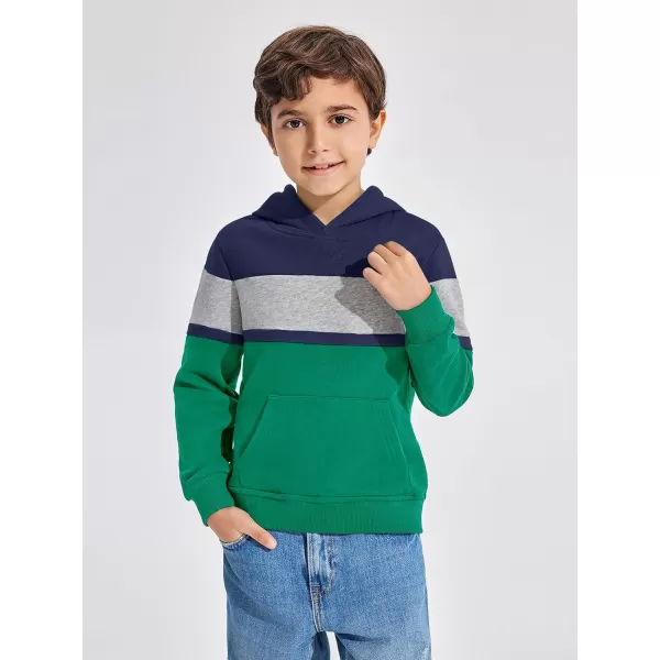Haloumoning Boys Color Block Pullover Hoodies Kids Fashion Hooded Sweatshirts with Kangaroo Pockets