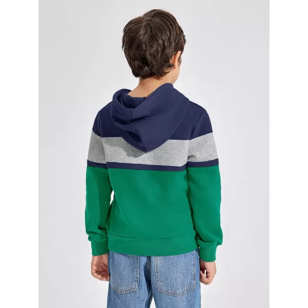 Haloumoning Boys Color Block Pullover Hoodies Kids Fashion Hooded Sweatshirts with Kangaroo Pockets