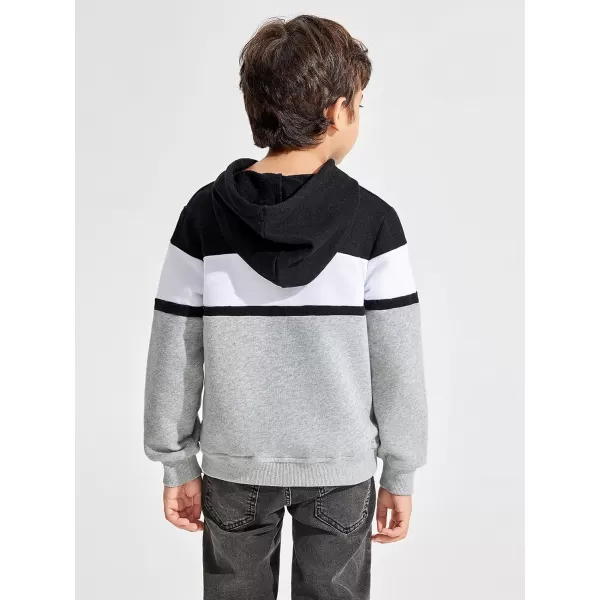 Haloumoning Boys Color Block Pullover Hoodies Kids Fashion Hooded Sweatshirts with Kangaroo Pockets