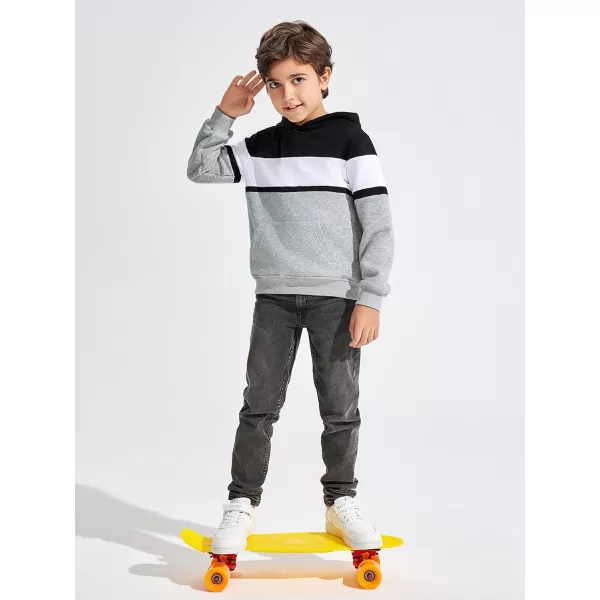Haloumoning Boys Color Block Pullover Hoodies Kids Fashion Hooded Sweatshirts with Kangaroo Pockets