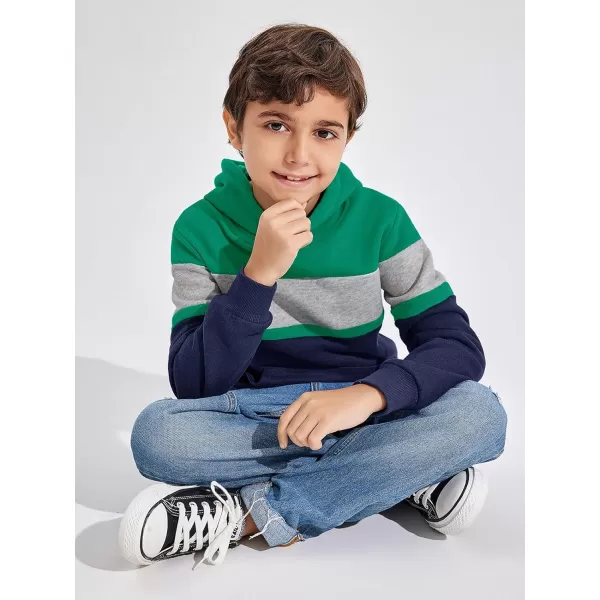 Haloumoning Boys Color Block Pullover Hoodies Kids Fashion Hooded Sweatshirts with Kangaroo Pockets