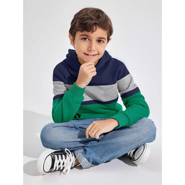 Haloumoning Boys Color Block Pullover Hoodies Kids Fashion Hooded Sweatshirts with Kangaroo Pockets