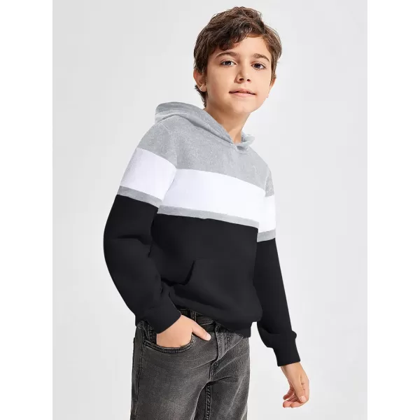 Haloumoning Boys Color Block Pullover Hoodies Kids Fashion Hooded Sweatshirts with Kangaroo Pockets