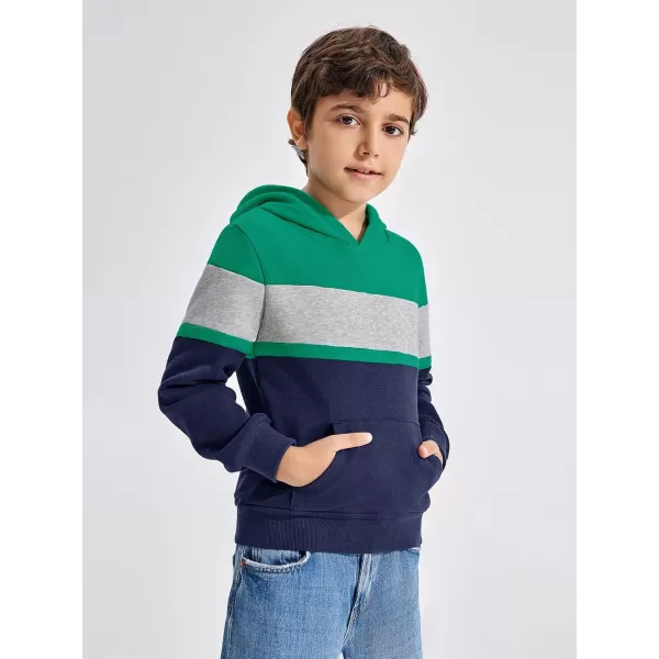 Haloumoning Boys Color Block Pullover Hoodies Kids Fashion Hooded Sweatshirts with Kangaroo Pockets