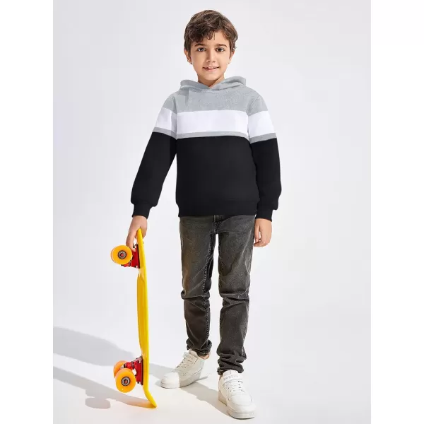 Haloumoning Boys Color Block Pullover Hoodies Kids Fashion Hooded Sweatshirts with Kangaroo Pockets