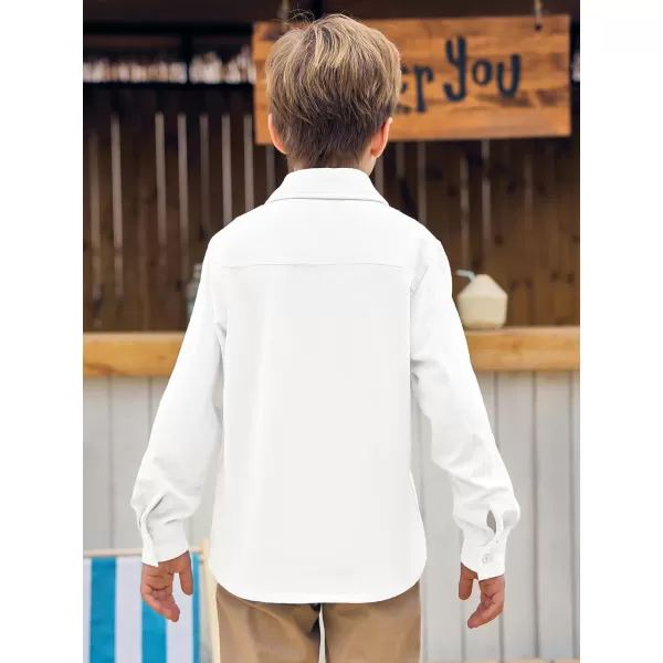 Haloumoning Boys Cuban Guayabera Shirt Kids Fashion Button Down Long Sleeve Shirts 5-14 Years