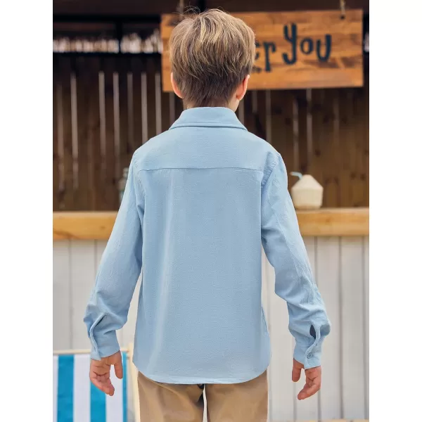 Haloumoning Boys Cuban Guayabera Shirt Kids Fashion Button Down Long Sleeve Shirts 5-14 Years
