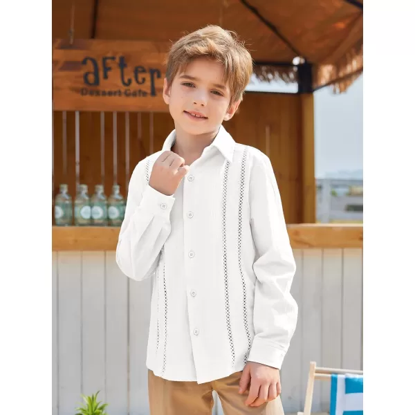 Haloumoning Boys Cuban Guayabera Shirt Kids Fashion Button Down Long Sleeve Shirts 5-14 Years