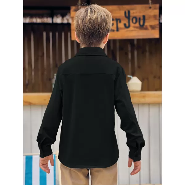 Haloumoning Boys Cuban Guayabera Shirt Kids Fashion Button Down Long Sleeve Shirts 5-14 Years