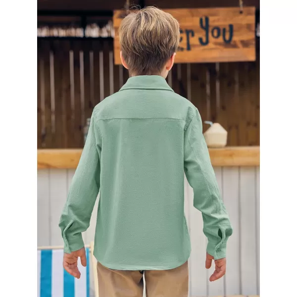 Haloumoning Boys Cuban Guayabera Shirt Kids Fashion Button Down Long Sleeve Shirts 5-14 Years