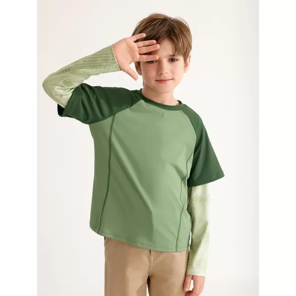 Haloumoning Boys Rash Guard Athletic Shirt Raglan Long Sleeve Lightweight Tops Tshirts for Kids 5-14Y