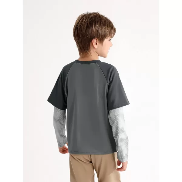 Haloumoning Boys Rash Guard Athletic Shirt Raglan Long Sleeve Lightweight Tops Tshirts for Kids 5-14Y