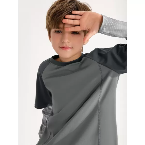 Haloumoning Boys Rash Guard Athletic Shirt Raglan Long Sleeve Lightweight Tops Tshirts for Kids 5-14Y