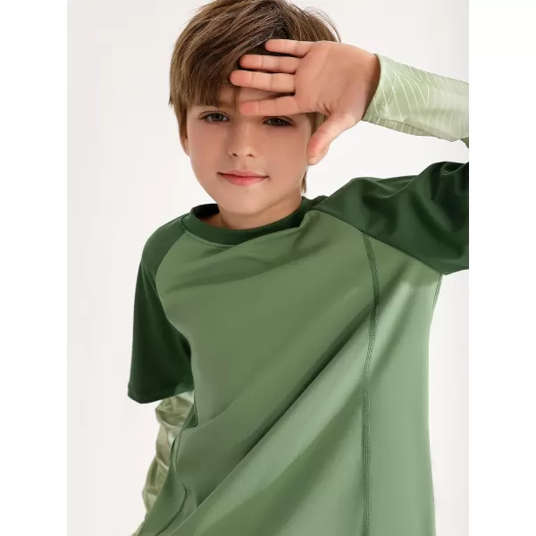 Haloumoning Boys Rash Guard Athletic Shirt Raglan Long Sleeve Lightweight Tops Tshirts for Kids 5-14Y