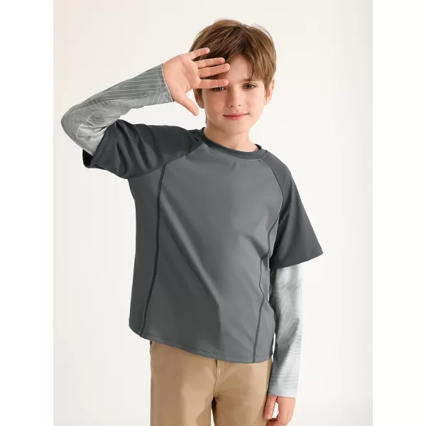 Haloumoning Boys Rash Guard Athletic Shirt Raglan Long Sleeve Lightweight Tops Tshirts for Kids 5-14Y