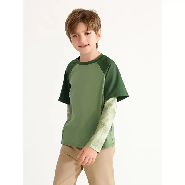 Haloumoning Boys Rash Guard Athletic Shirt Raglan Long Sleeve Lightweight Tops Tshirts for Kids 5-14Y