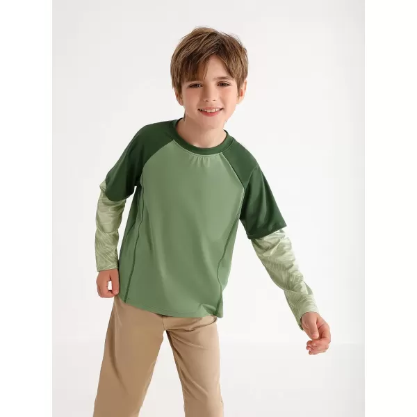 Haloumoning Boys Rash Guard Athletic Shirt Raglan Long Sleeve Lightweight Tops Tshirts for Kids 5-14Y