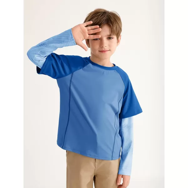 Haloumoning Boys Rash Guard Athletic Shirt Raglan Long Sleeve Lightweight Tops Tshirts for Kids 5-14Y