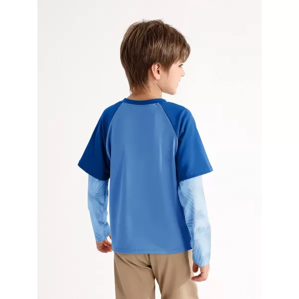 Haloumoning Boys Rash Guard Athletic Shirt Raglan Long Sleeve Lightweight Tops Tshirts for Kids 5-14Y