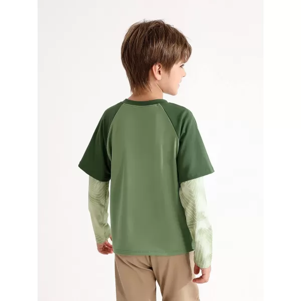 Haloumoning Boys Rash Guard Athletic Shirt Raglan Long Sleeve Lightweight Tops Tshirts for Kids 5-14Y
