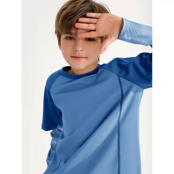 Haloumoning Boys Rash Guard Athletic Shirt Raglan Long Sleeve Lightweight Tops Tshirts for Kids 5-14Y