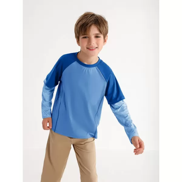 Haloumoning Boys Rash Guard Athletic Shirt Raglan Long Sleeve Lightweight Tops Tshirts for Kids 5-14Y