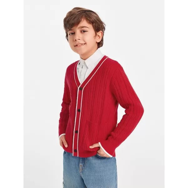 Haloumoning Boys School Uniforms Cardigan Sweaters Kids Cable Knit V Neck Clothing 5-14 years