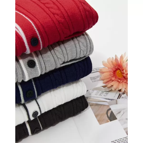Haloumoning Boys School Uniforms Cardigan Sweaters Kids Cable Knit V Neck Clothing 5-14 years