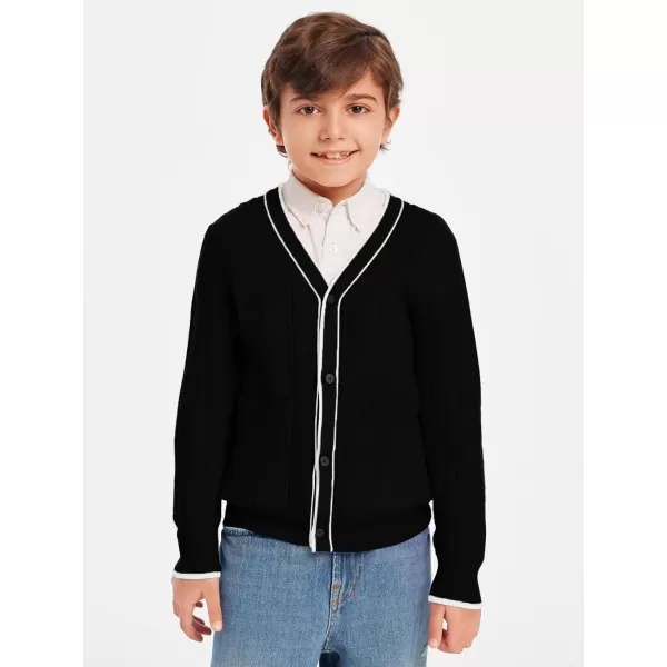 Haloumoning Boys School Uniforms Cardigan Sweaters Kids Cable Knit V Neck Clothing 5-14 years