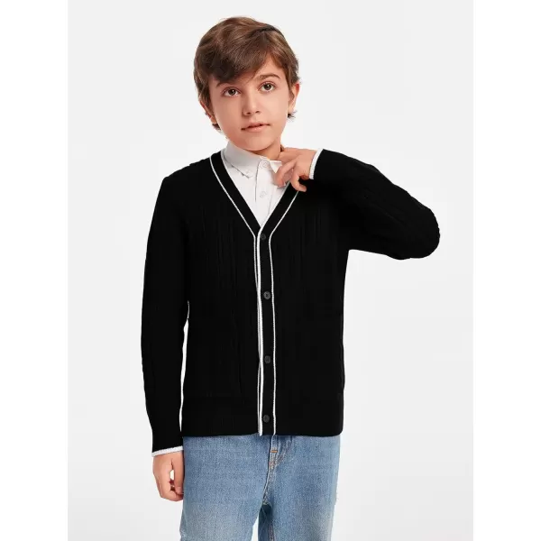 Haloumoning Boys School Uniforms Cardigan Sweaters Kids Cable Knit V Neck Clothing 5-14 years