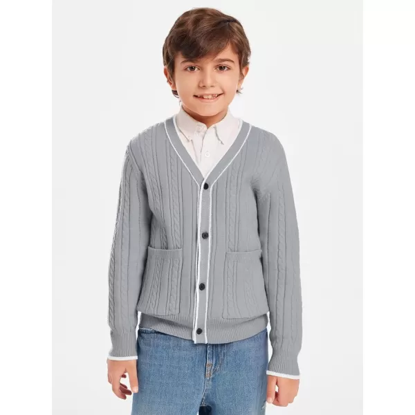 Haloumoning Boys School Uniforms Cardigan Sweaters Kids Cable Knit V Neck Clothing 5-14 years