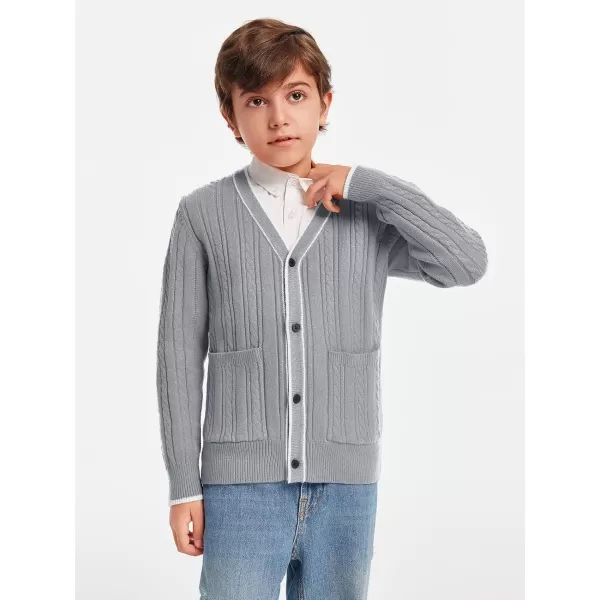 Haloumoning Boys School Uniforms Cardigan Sweaters Kids Cable Knit V Neck Clothing 5-14 years
