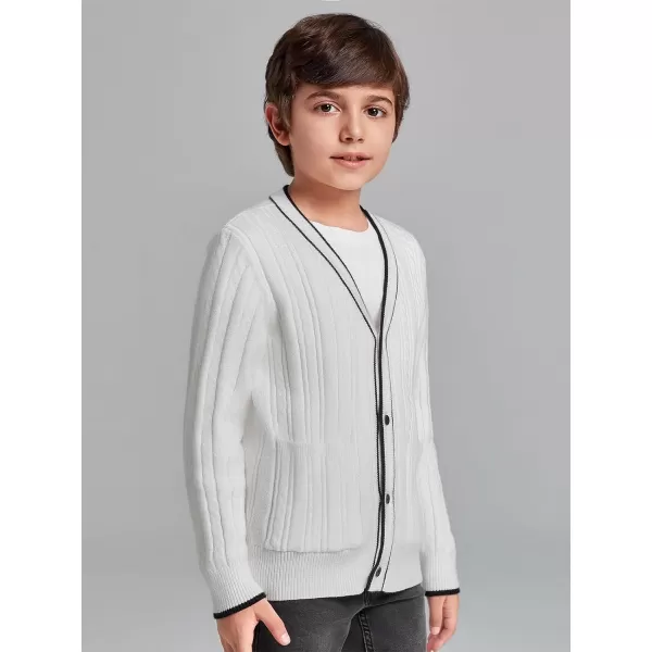 Haloumoning Boys School Uniforms Cardigan Sweaters Kids Cable Knit V Neck Clothing 5-14 years