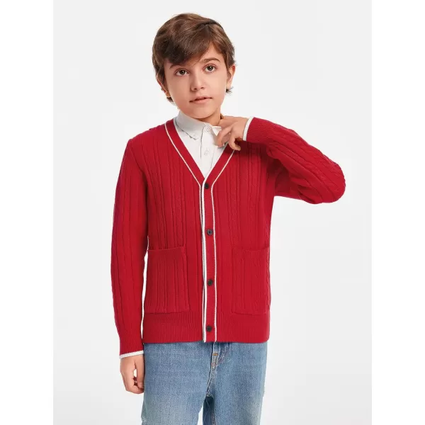 Haloumoning Boys School Uniforms Cardigan Sweaters Kids Cable Knit V Neck Clothing 5-14 years