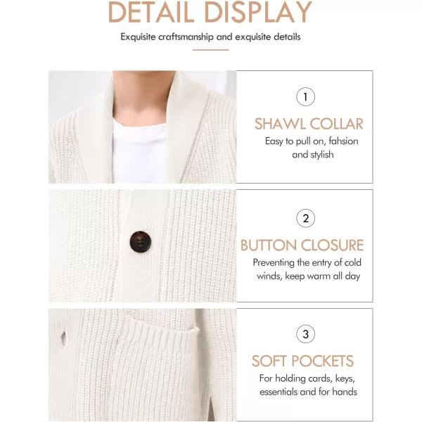 Haloumoning Boy's Shawl Collar Cardigan Sweater Button Down Long Sleeve Knitted Outwear Sweater Coats with Pockets